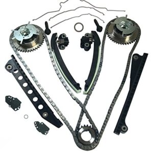 Timing Chain Kit with Tensioner Guides Cover Gaskets Cam Phaser Engine Variable Camshaft Timing Cam Phaser VCT VVTi Actuator Timing Sprocket Bolt Gaskets For Ford TRITON 3-Valve F150 F250 Expedition