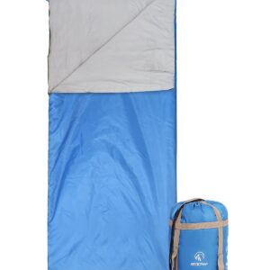 REDCAMP Ultra Lightweight Sleeping Bag for Backpacking, Comfort for Adults Warm Weather, with Compression Sack Blue (75"x 32.5")