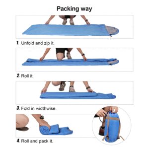 REDCAMP Ultra Lightweight Sleeping Bag for Backpacking, Comfort for Adults Warm Weather, with Compression Sack Blue (75"x 32.5")