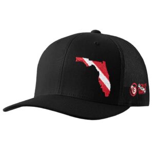 born of water florida scuba diver down flag trucker hat black