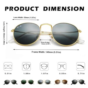 Pro Acme Small Round Sunglasses for Women Men Classic Crystal Glass Lens Retro Circle Metal SunGlasses,50mm (Crystal Grey Lens)