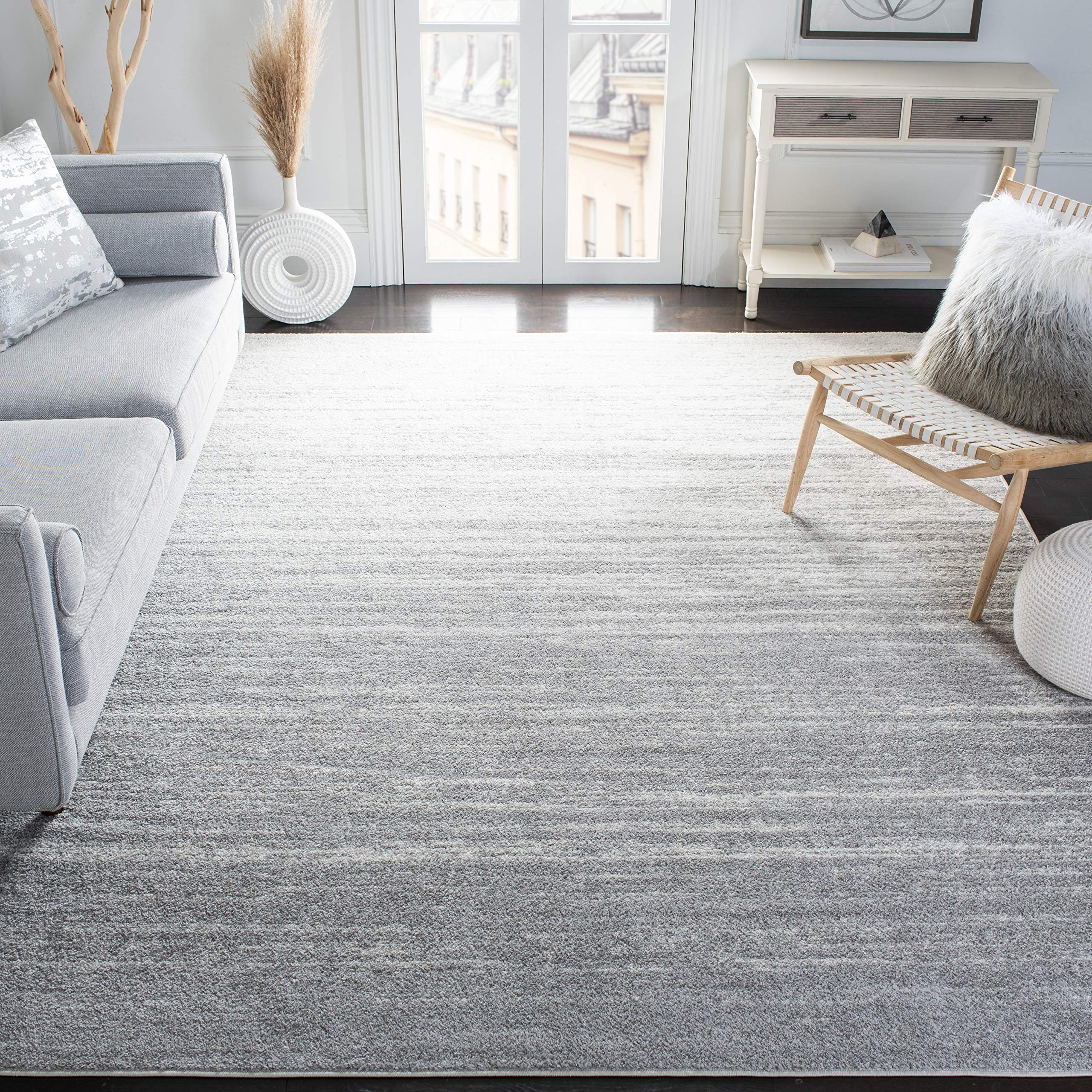 SAFAVIEH Adirondack Collection Area Rug - 9' x 12', Light Grey & Grey, Modern Ombre Design, Non-Shedding & Easy Care, Ideal for High Traffic Areas in Living Room, Bedroom (ADR113C)