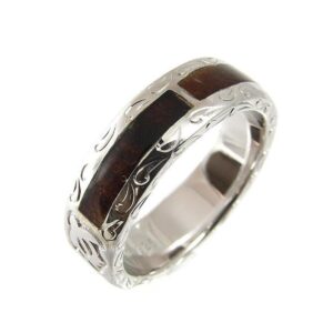 Arthur's Jewelry Genuine Hawaiian koa wood eternity wedding band ring honu turtle 925 silver 6mm size 9