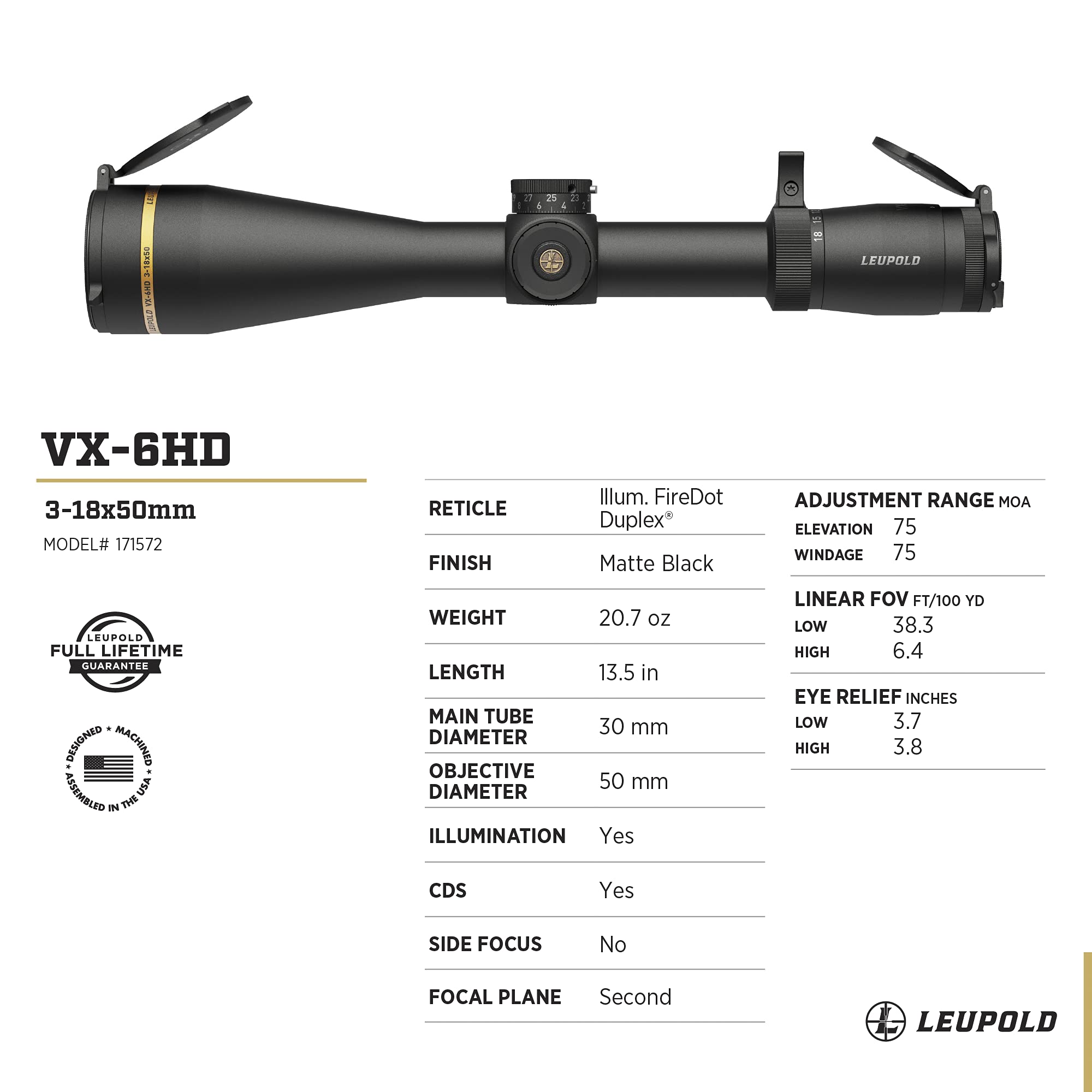 Leupold VX 6HD 3-18x50mm (171572)