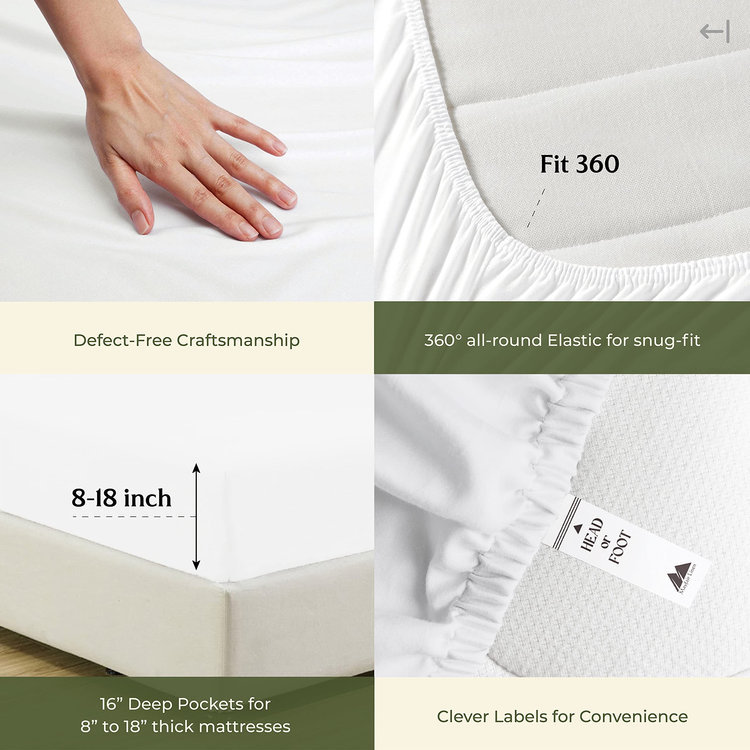 Mayfair Linen 100% Egyptian Cotton Sheets Full Size - 600 Thread Count White Sheet, 4 PC 16" Deep Pocket Full Size Sheets Set, High Thread Count Soft Cooling Sateen Weave Hotel Luxury Sheets Set