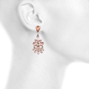 Lux Accessories Rose Gold Pink Special Occasion Floral Flower Statement Earrings