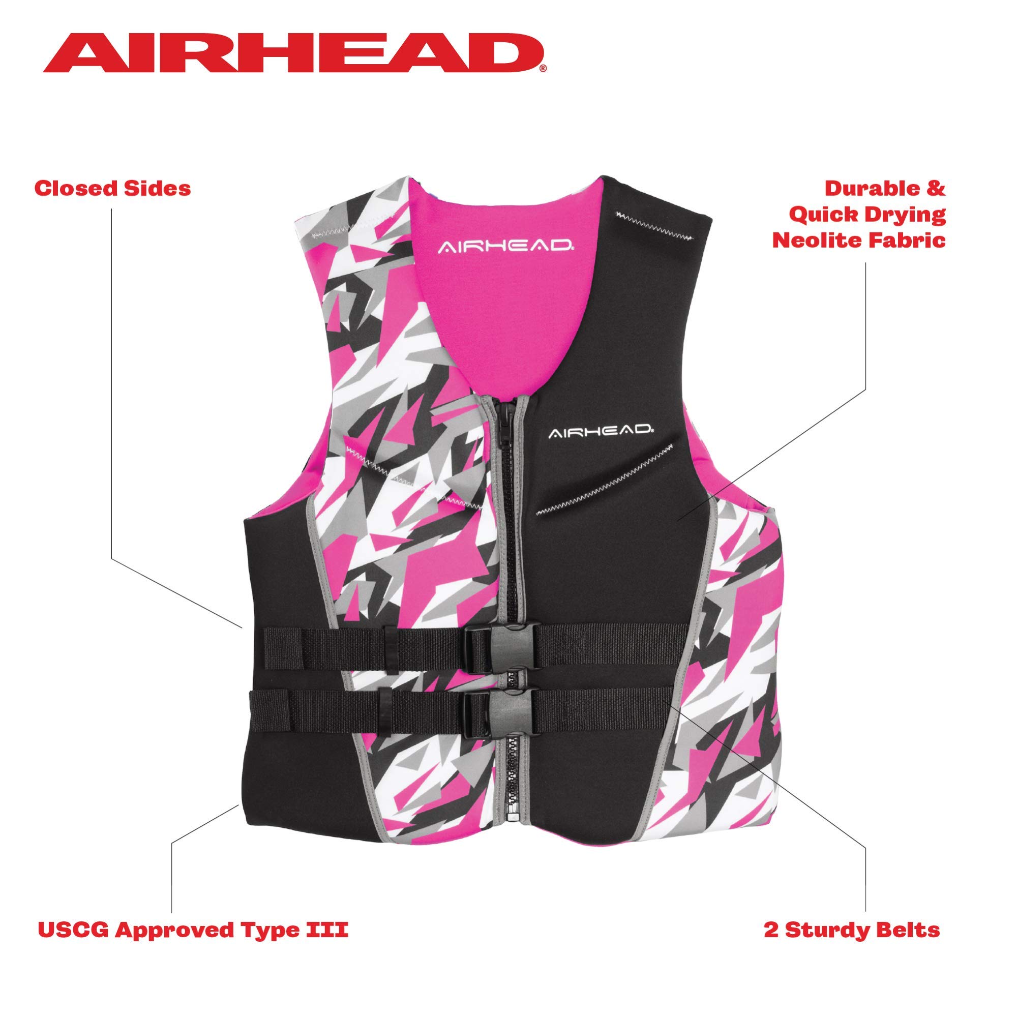 Airhead Women’s Camo Cool Neolite Flex Kwik-Dry Life Jacket, US Coast Guard Approved