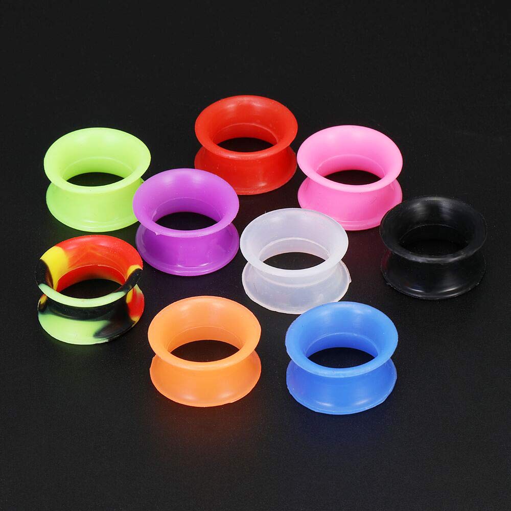 ZS 9 Pair Silicone Flexible Thin Ear Plugs Tunnels Double Flared Expander Ear Gauges Piercing (Gauge=1"(25mm))