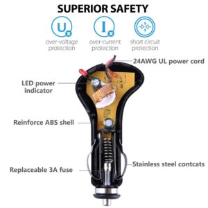 LotFancy Car Charger for Streamlight Flashlight Battery, 12V DC Power Cord for Flashlight Rechargeables, Cigarette Lighter Socket, 6.2 FT, Replace Part # 22051