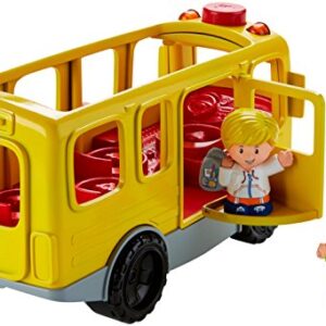 Fisher-Price Little People Musical Toddler Toy Sit with Me School Bus with Lights Sounds & 2 Figures for Ages 1+ Years