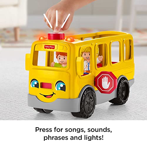 Fisher-Price Little People Musical Toddler Toy Sit with Me School Bus with Lights Sounds & 2 Figures for Ages 1+ Years