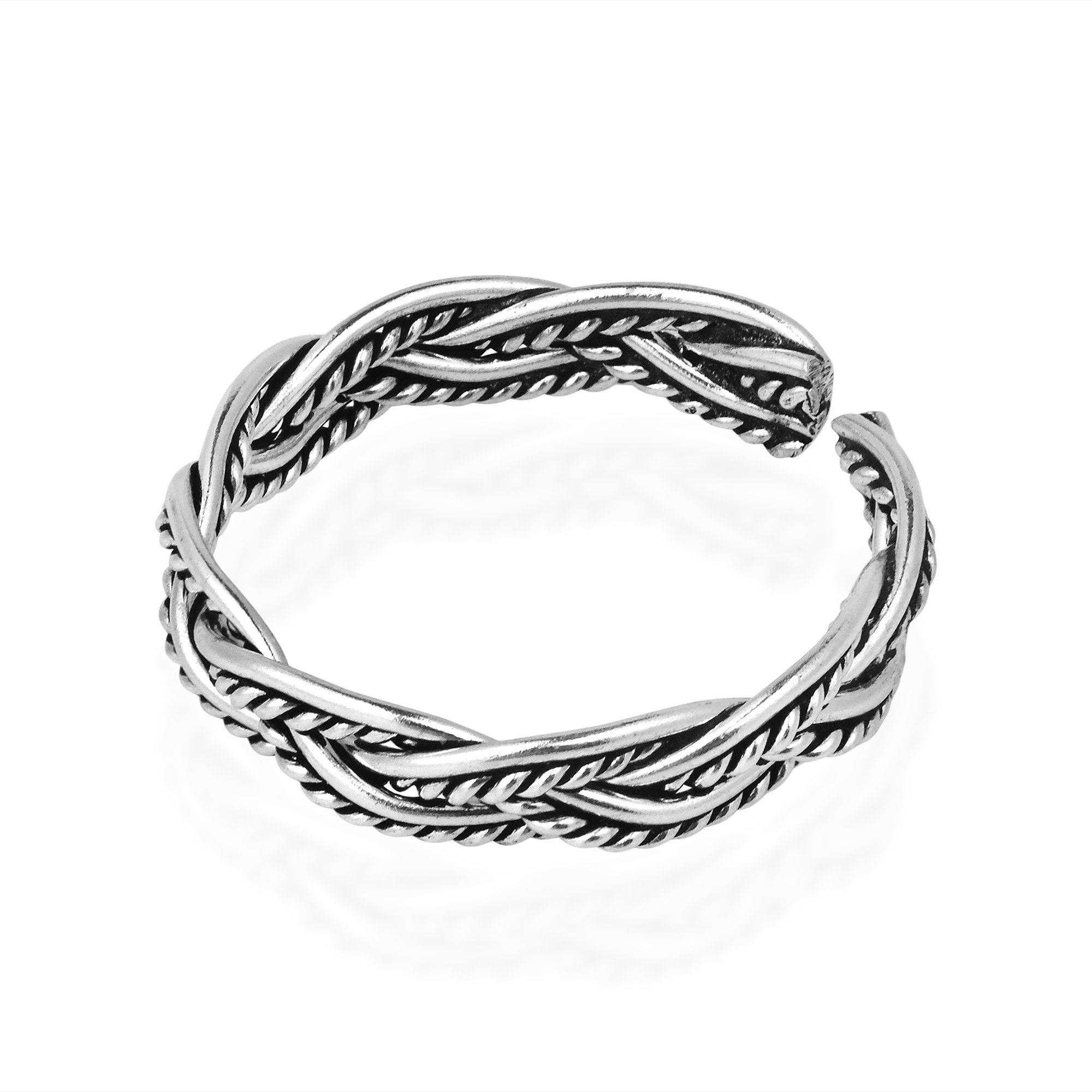 AeraVida Oxidized Celtic Weave Design Sterling Silver Toe Ring or Pinky Ring | Celtic Toe Rings for Women Sterling Silver | Sterling Silver Adjustable Toe Ring | Unisex Toe Ring