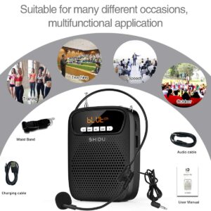 S278 15W Lightweight Portable Rechargeable Mini Voice Amplifier with Headset Microphone Supports Bluetooth/Recording/FM Radio/MP3 for Teachers, Tour Guides and More