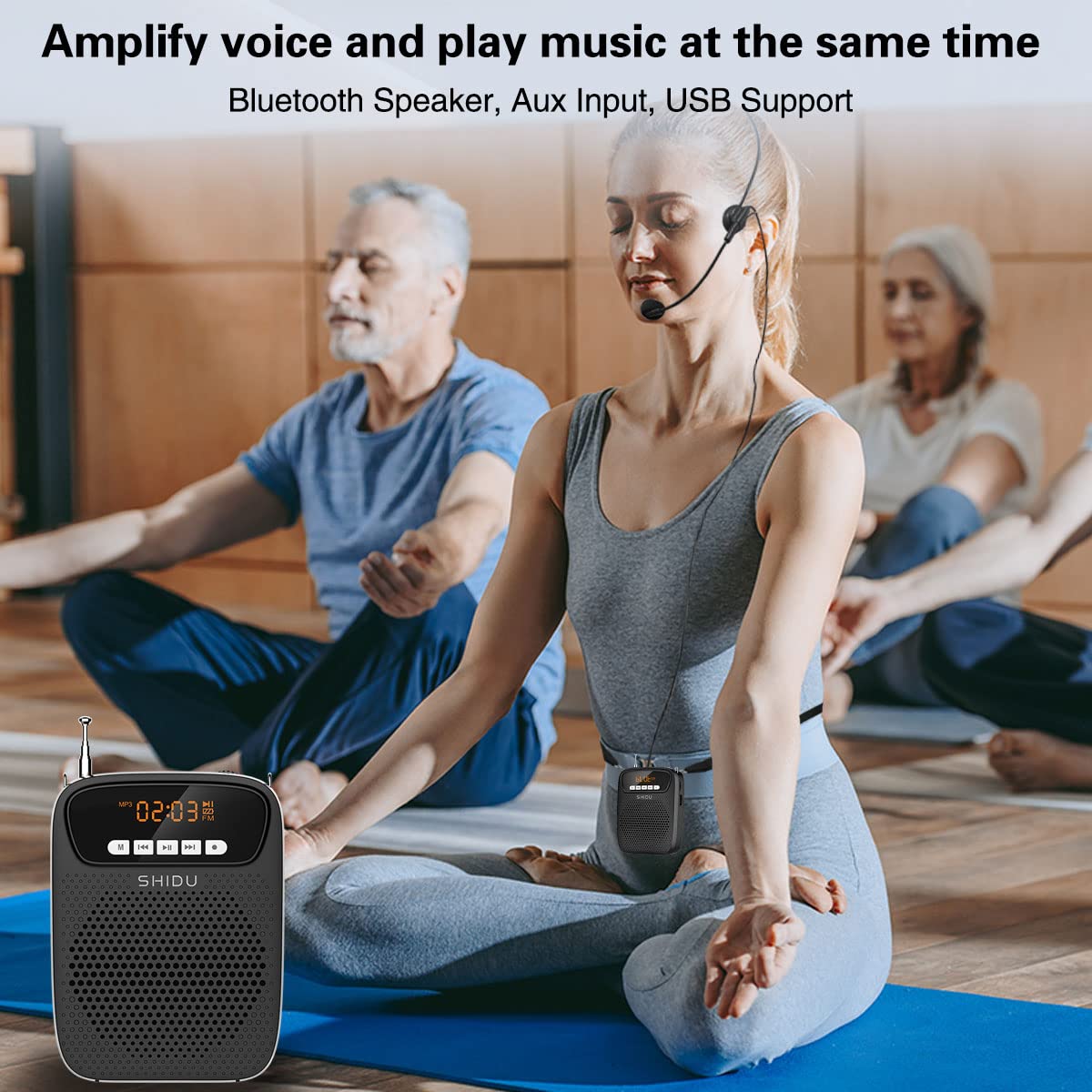 S278 15W Lightweight Portable Rechargeable Mini Voice Amplifier with Headset Microphone Supports Bluetooth/Recording/FM Radio/MP3 for Teachers, Tour Guides and More