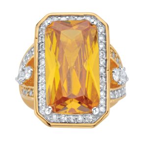 palmbeach yellow gold-plated emerald cut canary cubic zirconia cocktail ring sizes 7-12 size 11