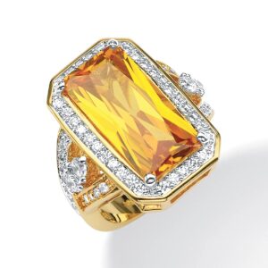 PalmBeach Yellow Gold-plated Emerald Cut Canary Cubic Zirconia Cocktail Ring Sizes 7-12 Size 11