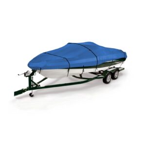 savvycraft heavy duty boat cover, waterproof trailerable boat cover fits v-hull runabouts, aluminum fishing boats, pro style bass boats, fish&ski (size 4: 17ft-19ft long, beam up to 100", blue)