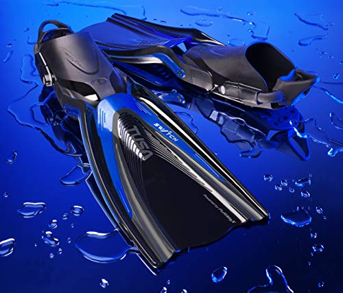 TUSA SF-0104 Hyflex Switch Scuba Diving Fins, Large, Fishtail Blue