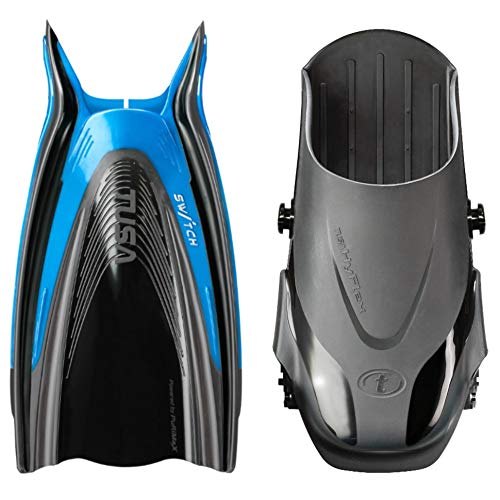 TUSA SF-0104 Hyflex Switch Scuba Diving Fins, Large, Fishtail Blue