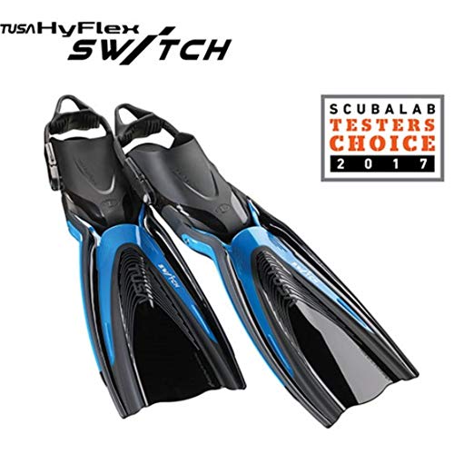 TUSA SF-0104 Hyflex Switch Scuba Diving Fins, Large, Fishtail Blue