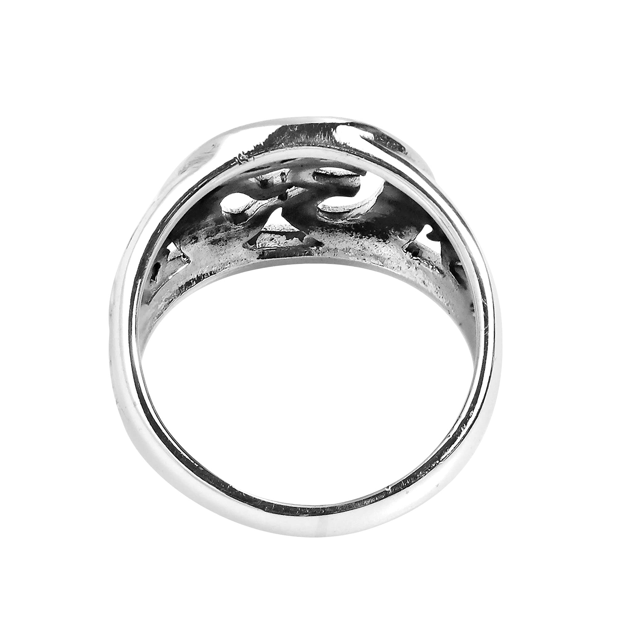 AeraVida Universal Harmony Symbol Aum or Ohm .925 Sterling Silver Ring | Unisex Hindu Meaningful Silver Ring | Silver Ring Anniversary Jewelry Gift | Size (7)