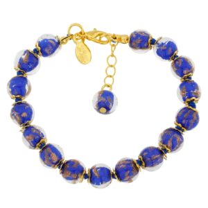 GlassOfVenice Murano Glass Sommerso Bracelet - Tender Blue