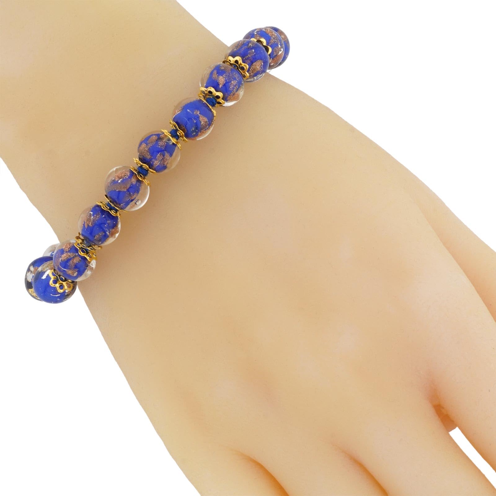 GlassOfVenice Murano Glass Sommerso Bracelet - Tender Blue