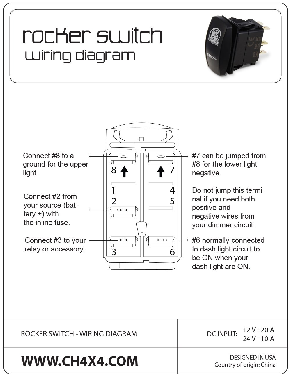 CH4X4 Rocker Switch V2 Onboard Air Symbol - Green Led