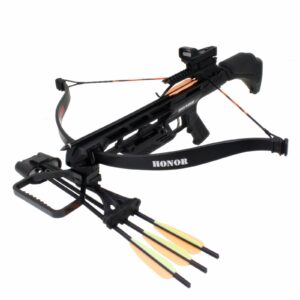 sas honor 175lbs recurve crossbow red dot scope package (black)