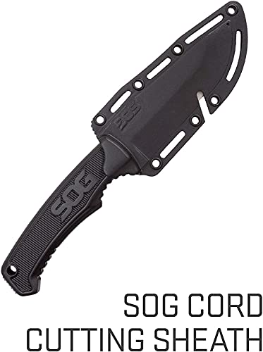 SOG Survival Knife with Sheath - Field Knife Fixed Blade Knives 4 Inch Tactical Knife and Bushcraft Knife w/Full Tang Hunting Knife Blade (FK1001-CP)