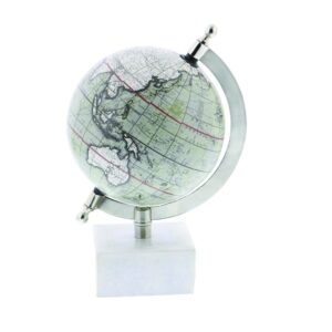 Deco 79 Marble Globe with Marble Base, 6" x 5" x 9", White