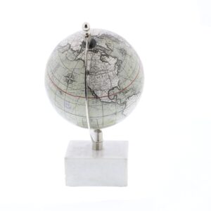 Deco 79 Marble Globe with Marble Base, 6" x 5" x 9", White