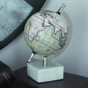 Deco 79 Marble Globe with Marble Base, 6" x 5" x 9", White