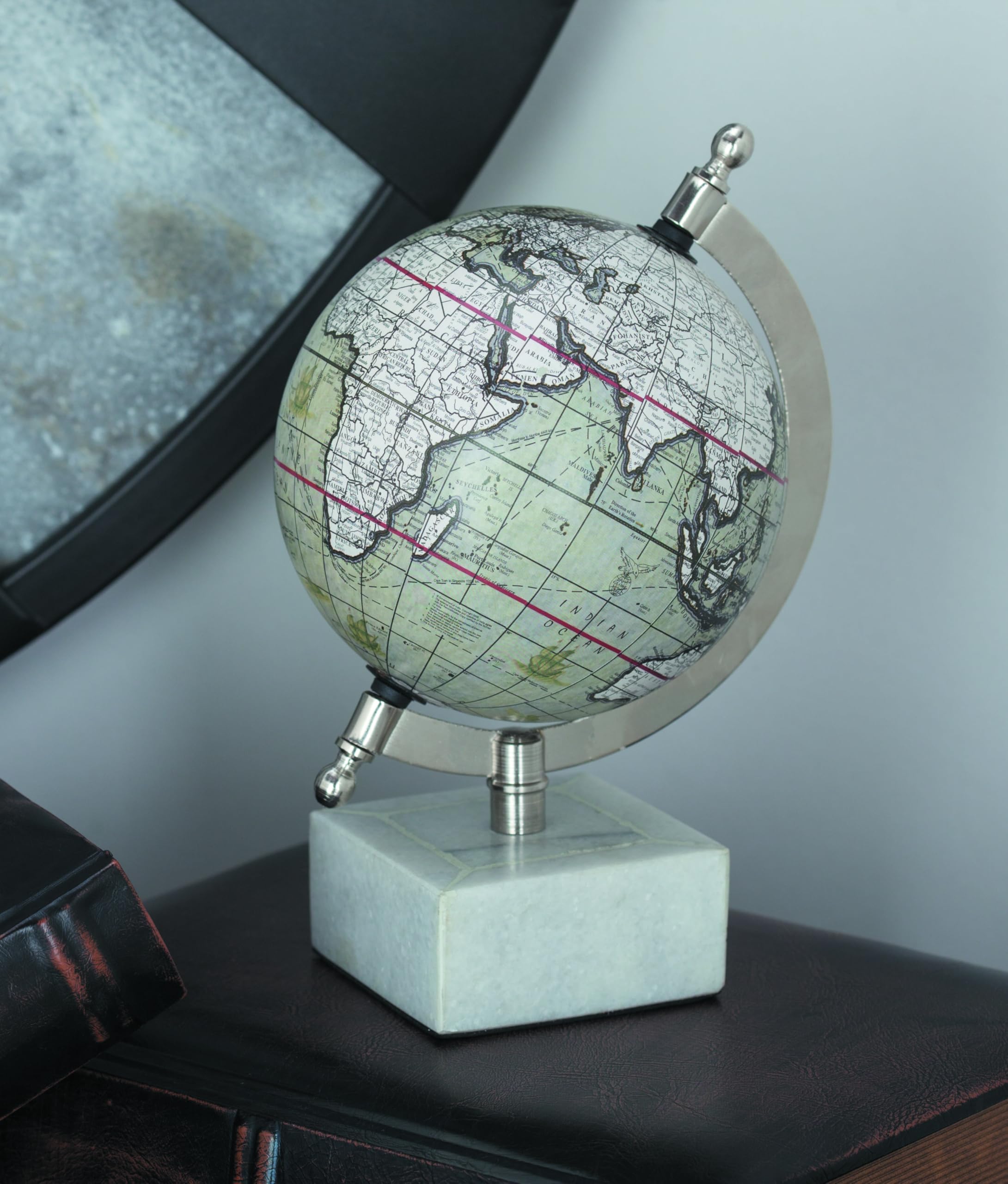 Deco 79 Marble Globe with Marble Base, 6" x 5" x 9", White