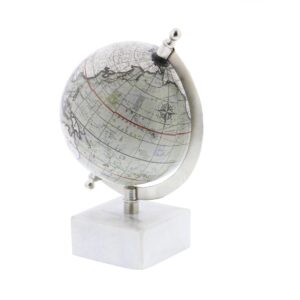 Deco 79 Marble Globe with Marble Base, 6" x 5" x 9", White