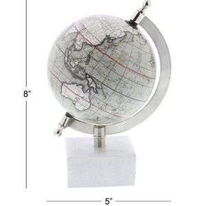 Deco 79 Marble Globe with Marble Base, 6" x 5" x 9", White