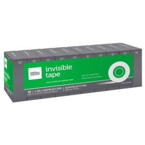 Office Depot Invisible Tape, 3/4in. x 1000in., Pack of 10, 0