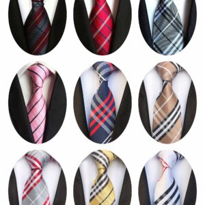 YanLen Lot 9 PCS Classic Men's Tie Necktie Woven JACQUARD Neck Ties