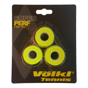 volkl super perforated grip | cotton | overwrap | high performance tennis grip (neon yellow, 7.5)