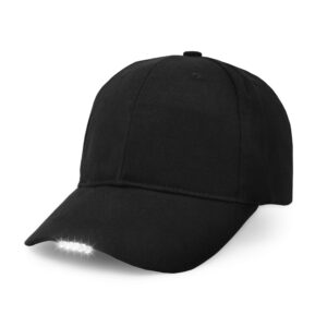 Hands Free LED Baseball Cap Hat for Outdoor Jogging Hip Hop Party Holiday Black