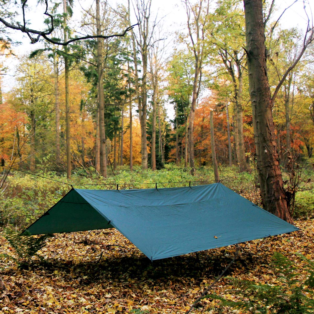 DD Hammocks - DD Tarp 4x4 - Coyote Brown (13ft x 13ft) - 100% Waterproof Lightweight & Multifunctional Rainfly Square Tarp Tent Group Shelter for Camping Bushcraft & Scouts