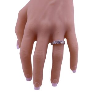 Central Diamond Center Straight Bar Style Sterling silver CZ 3 Stone Ring 2.50ctw (Reg) - Platinum Plated - Size 6