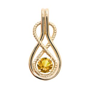 Infinity Rope November Birthstone Citrine 14k Yellow Gold Pendant