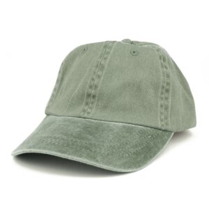 armycrew low profile plain washed pigment dyed 100% cotton twill dad cap - olive