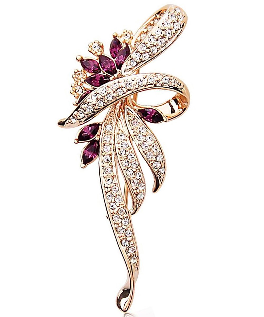 Merdia Created Crystal Brooch Fancy Vintage Style Flower Brooch Pin for Women, ladies with Blue/Purple Created Crystal | Vintage Fashion | Brooches and Pins for Women | Ladies Jewelry | Purple