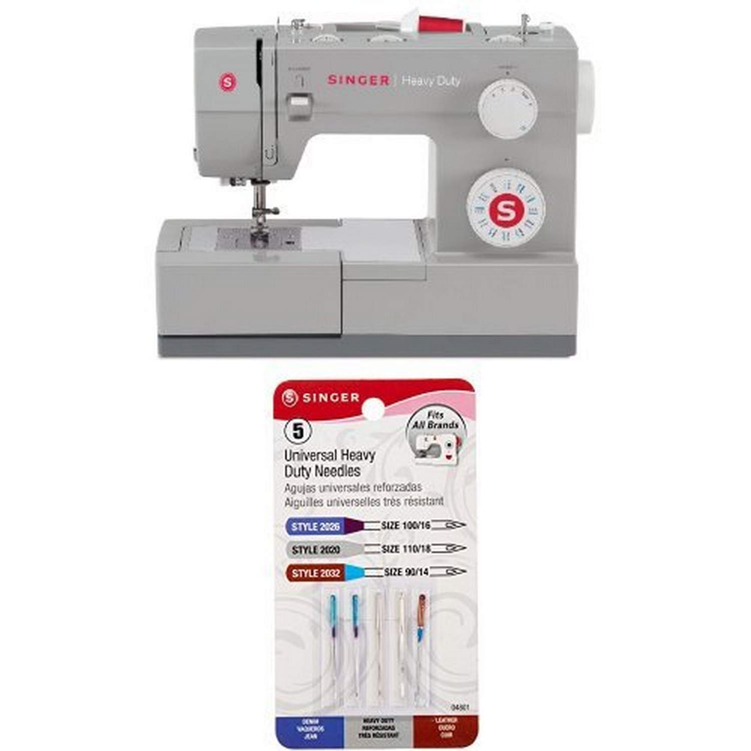 SINGER 4423 Heavy Duty Extra-High Sewing Speed Sewing Machine with Universal Heavy Duty Machine Needles -5/Pkg