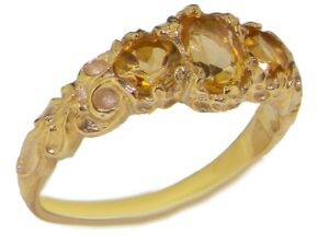 letsbuygold 10k yellow gold real genuine citrine womens band ring - size 7