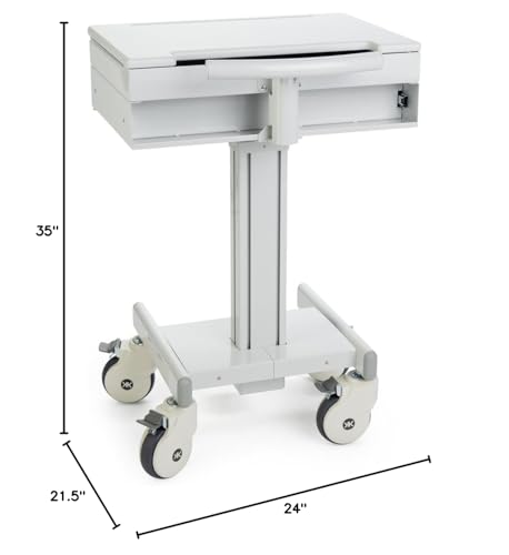 Displays2go Mobile Computer Carts, Locking Drawer, Height Adjustable, Steel, Plastic & MDF Construction – Gray (DWMDCOM)