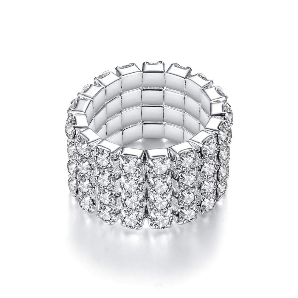 WTZ - New Sparkling 4 Row Crystal Rhinestone Stretch Ring