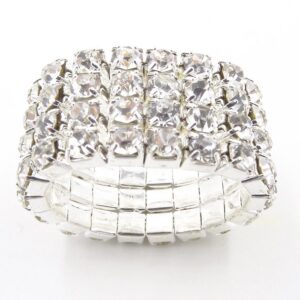 WTZ - New Sparkling 4 Row Crystal Rhinestone Stretch Ring